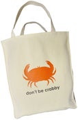 Image of don't be crabby grocery tote