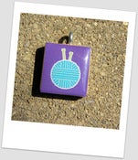Image of Crafty Knitting Needles with Yarn Scrabble Tile Pendant