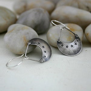 Hand Stamped Sterling Silver Earrings by Small Bird Jewelry Hand Stamped Sterling Silver Earrings by Small Bird Jewelry
