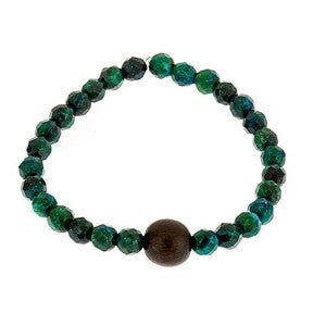 Image of Malachite & Wood Bead Bracelet