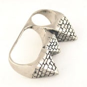 Image of 3 Finger Pyramid Ring white brass