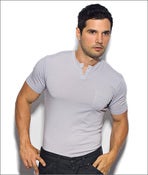 Image of Men's Short Sleeve Silver Henley