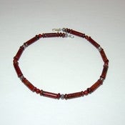 Image of Mens Handmade Beaded Necklace - Red Jasper Tube