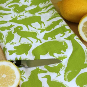 Image of 50 State Animals Tea Towel - Green