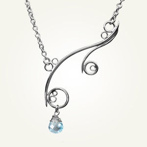 Image of Greek Isle Necklace with Sky Blue Topaz, Sterling Silver
