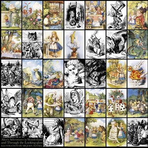 Image of Alice in Wonderland: A3 collage poster by John Tenniel