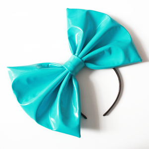 Image of HUGE Turquoise PVC Hair Bow