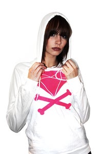 Image of Diamond & Crossbones Hoodie (White/Hot Pink)