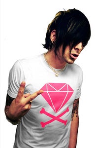 Image of Diamond & Crossbones (White/Hot pink)