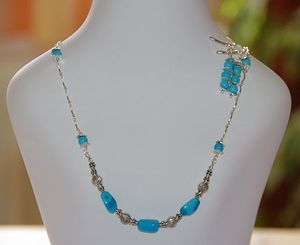 Image of HANDMADE SLEEPING BEAUTY TURQUOISE 925 Silver Necklace/Bracelet & Earrings