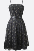 Image of 1980s Vintage Black & Gold Net Dress