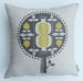 Image of pomegranate tree cushion in yellow on natural linen
