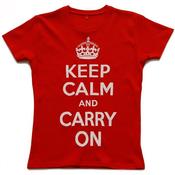 Image of Keep Calm and Carry on Women's T-shirt, Red