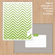Image of Green Zigzag Printable Stationery Set