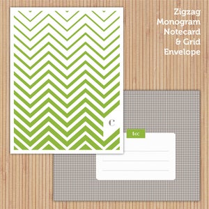 Image of Green Zigzag Printable Stationery Set