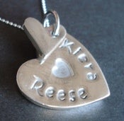 Image of Personalized Silver Pendant with Mini Heart
