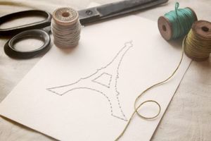 Image of Eiffel Tower Hand-stitched 5x7 Framable Original Art