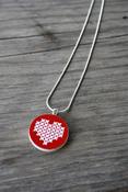 Image of Cross (Stitch) My Heart Pendant - Red or Black
