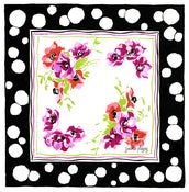 Image of Carré  à bord noir et motif floral/ scarf with a black border and a floral centre 30€