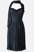 Image of 1940s Vintage Black Chiffon Cocktail Dress