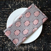 Image of Block Printed Cotton Napkins, Red and Black, Set of 4