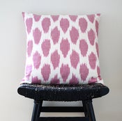 Image of Pink Dot Uzbek Ikat, Silk and Cotton Cushion Cover, Pillow, 45 x 45 cm, 18 inch