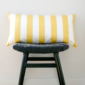 Image of YELLOW WHITE STRIPES Cotton Pillow Cover, Cushion 63 x 34 cm