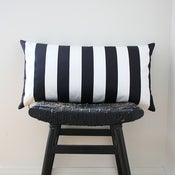 Image of BLACK WHITE STRIPES Cotton Pillow Cover 63 x 34 cm
