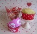 Image of Cupcake Wrappers - Red Lovebirds - Valentines