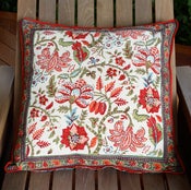 Image of Anokhi Cream Unbleached Cotton Hand Block Printed Floor Cushion Cover 60 x 60 cm, 24 inch