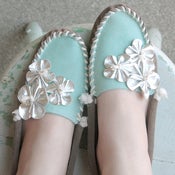 Image of Aqua & Silver Pow Wow Princess Moccasin