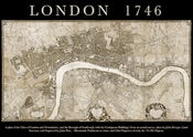 Image of 1746 Map of London by John Rocque A2 poster print