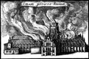 Image of Wenceslas Hollar 'St Paul's burning' Great fire of London 12x8 print