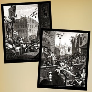 Image of William Hogarth, Gin Lane and Beer Street, 10x12 prints