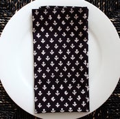 Image of Block Printed Cotton Napkins, Dark Navy and white, Set of 4
