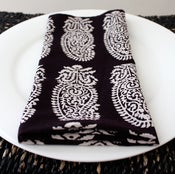 Image of Block Printed Cotton Napkins, Darkest Navy, Set of 4