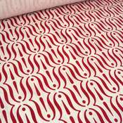 Image of "{exclaim}" hand printed yardage fabric - cherry