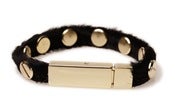 Image of STUDDED COW HIDE EDDIE BRACELET - BLACK