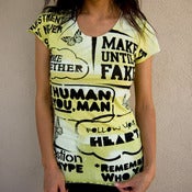 Image of Uplifting Collage women's T-shirt (lemon yellow)
