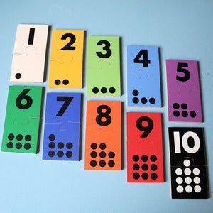 Image of Vintage Wooden 1 to 10 Number Puzzle
