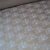 Image of "Agapanthus" hand printed yardage fabric: white on natural linen
