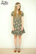 Image of Miss Patina Button Front Detail Forest Fairy Floral Cotton Dress (Grey)