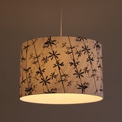 Image of Goose grass print with lines on white cotton // made to order lampshades