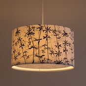 Image of Goose grass print white cotton lampshade with diffuser 