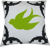 Image of Sparrow Pillow Green/Black Left