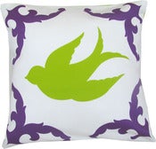 Image of Sparrow Pillow Green/Purple Left