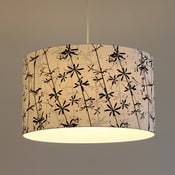 Image of Goose grass screen print on white cotton drum lampshade // made to order lampshade