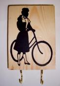 Image of Wood wall hook "Bicycle lady"