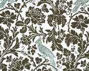 Image of Barbary Coast Damask Bird Parrot Print Neutral Cotton Fabric Upholstery Drapery Apparel TWO COLOR CH