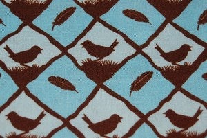 Image of T14 Bird Nest & Feather Print Cotton Fabric Quilt Fabric